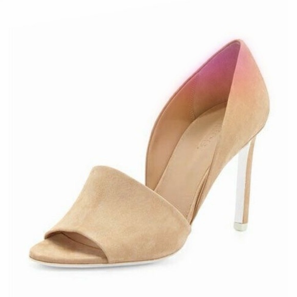Vince Shoes - VINCE Saffron Nubuck Suede Peep Toe d'Orsay Pumps
